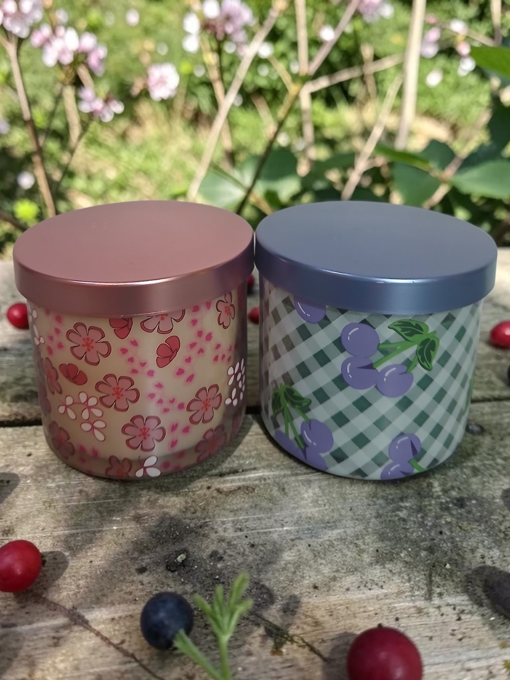 Bath & Body Works Pink Floral & Lavender Cherry Decorative Candles (Set of 2)